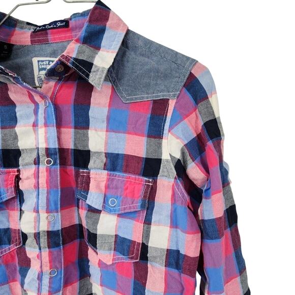 Just A Rock'n Shirt Plaid Button Down - Women's Small - Picture 2 of 5